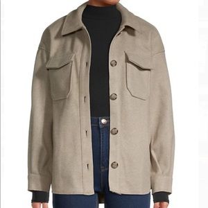 Avec Les Filles Boxy Shirt Jacket in Oatmeal